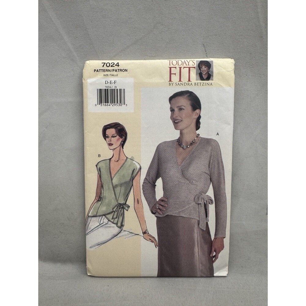 Vogue 7024 Sewing Pattern Crafts Size D Ties Cap Top Sandra Betzina Todays Fit